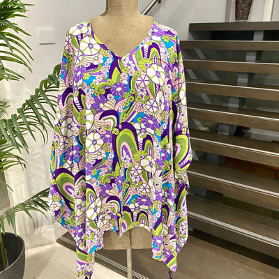 Purple Maya Cotton Rayon / Tunic/ Top Free size