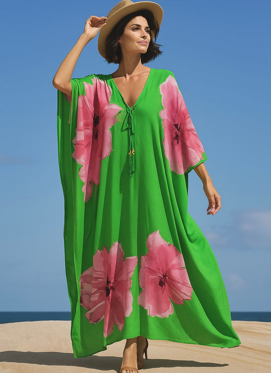 Coco Bella Pink Hibiscus kaftan 12-20