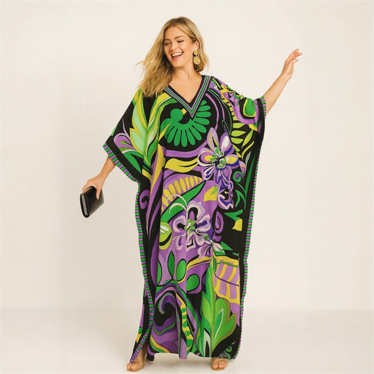 Maya Purple Royals Boho kaftan.Sizes Available AU 14-30