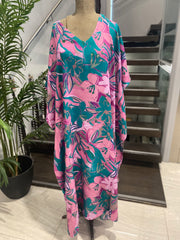 Tropical Resort Cotton Bamboo Kaftan Dress