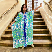 MAYA Tropical Green Cotton Rayon Kaftan