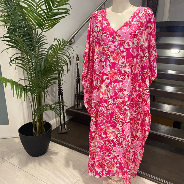 Bright Tropical Maya Rayon Cotton Kaftan 12-22