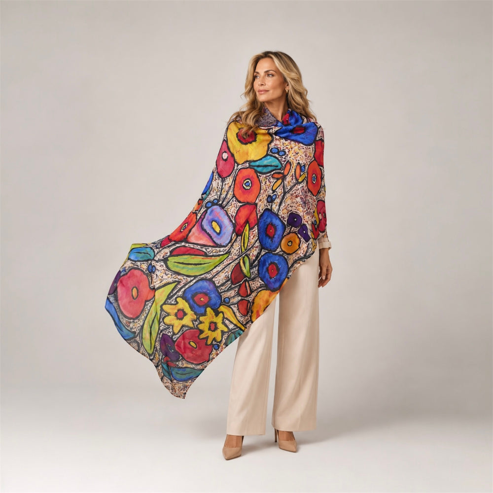 Cashmere Ultra fine Julian Scarf /Wrap-Garden of Love