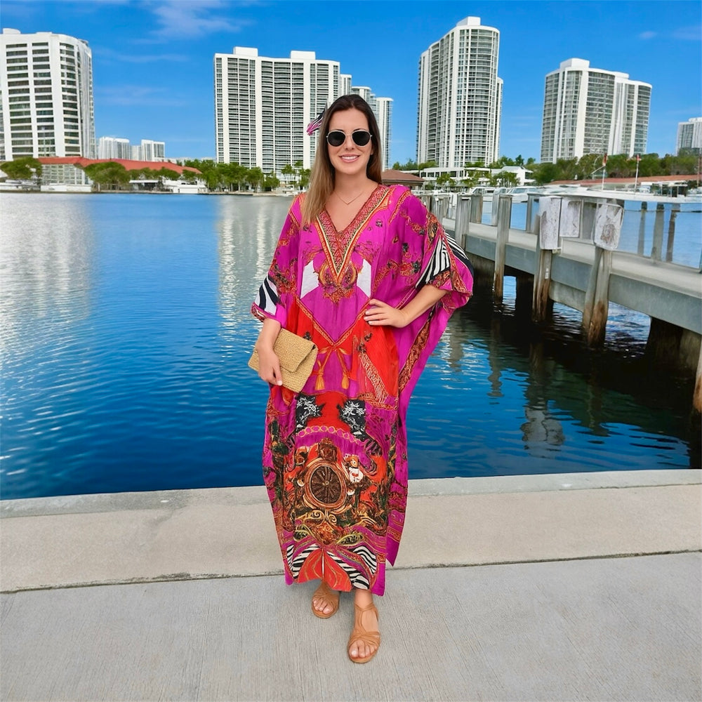 Coco Bella Silk Fuchsia Bliss kaftan-AU 12-22