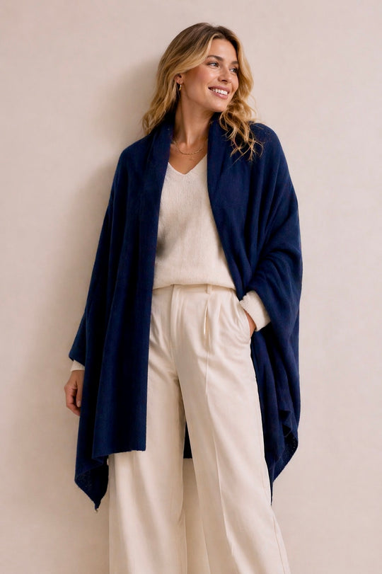 100% Cashmere 2 ply Knitted Julian Oversized Wrap -Unisex -30 Colours available