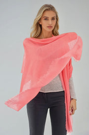 Julian handwoven pure Cashmere oversized shawl / Scarf/ Wrap - Coral Pink