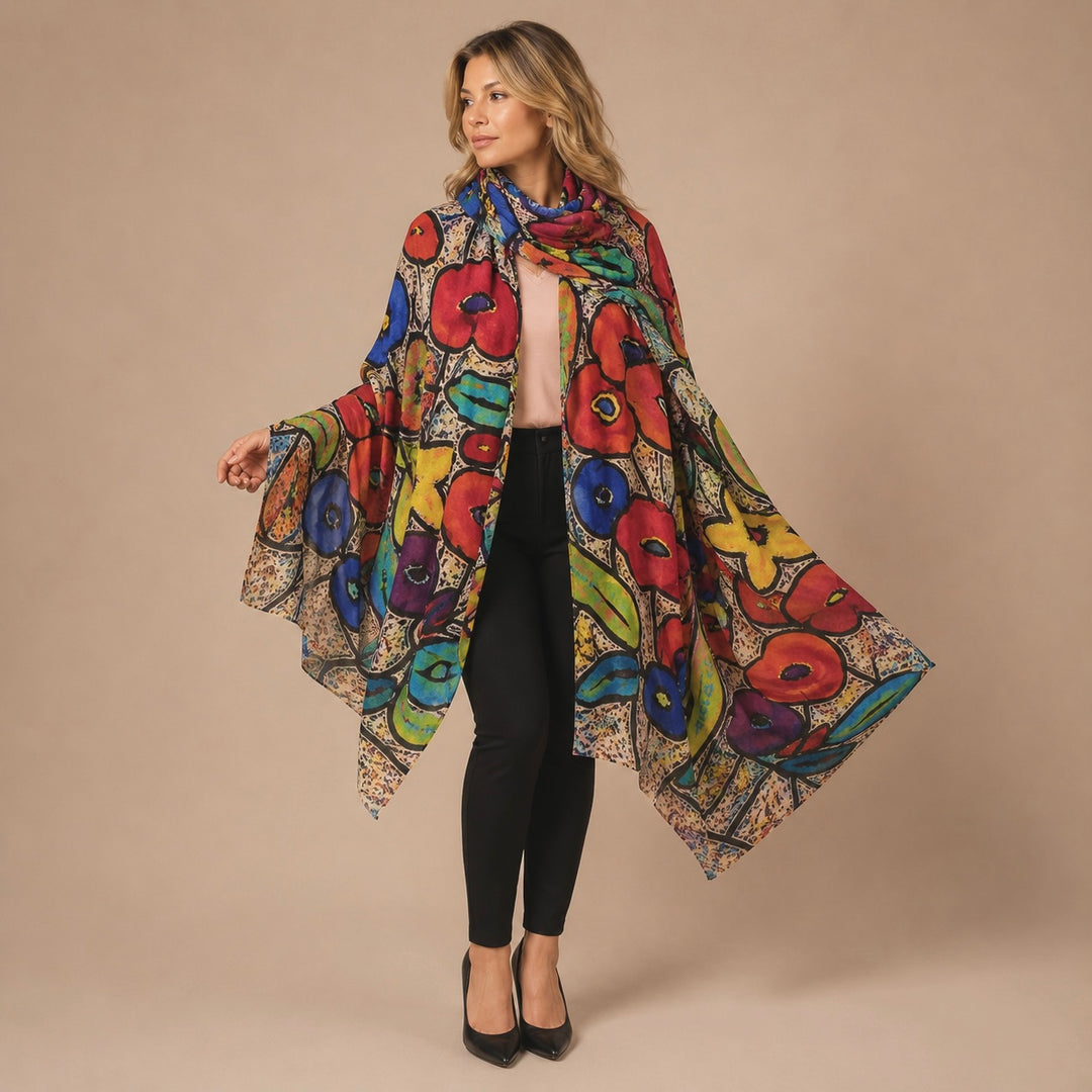 Cashmere Ultra fine Julian Scarf /Wrap-Garden of Love