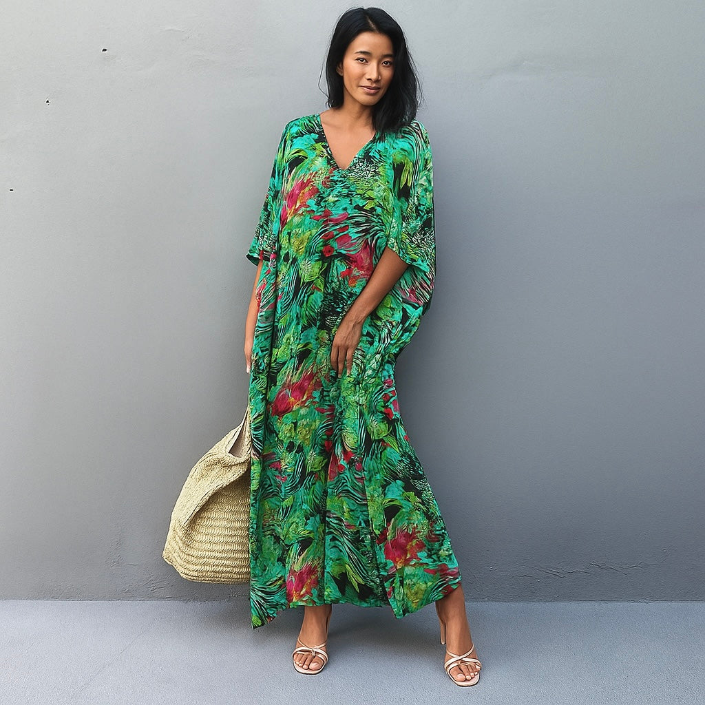 Maya Green Bohemian kaftan- Sizes Available AU 14-30