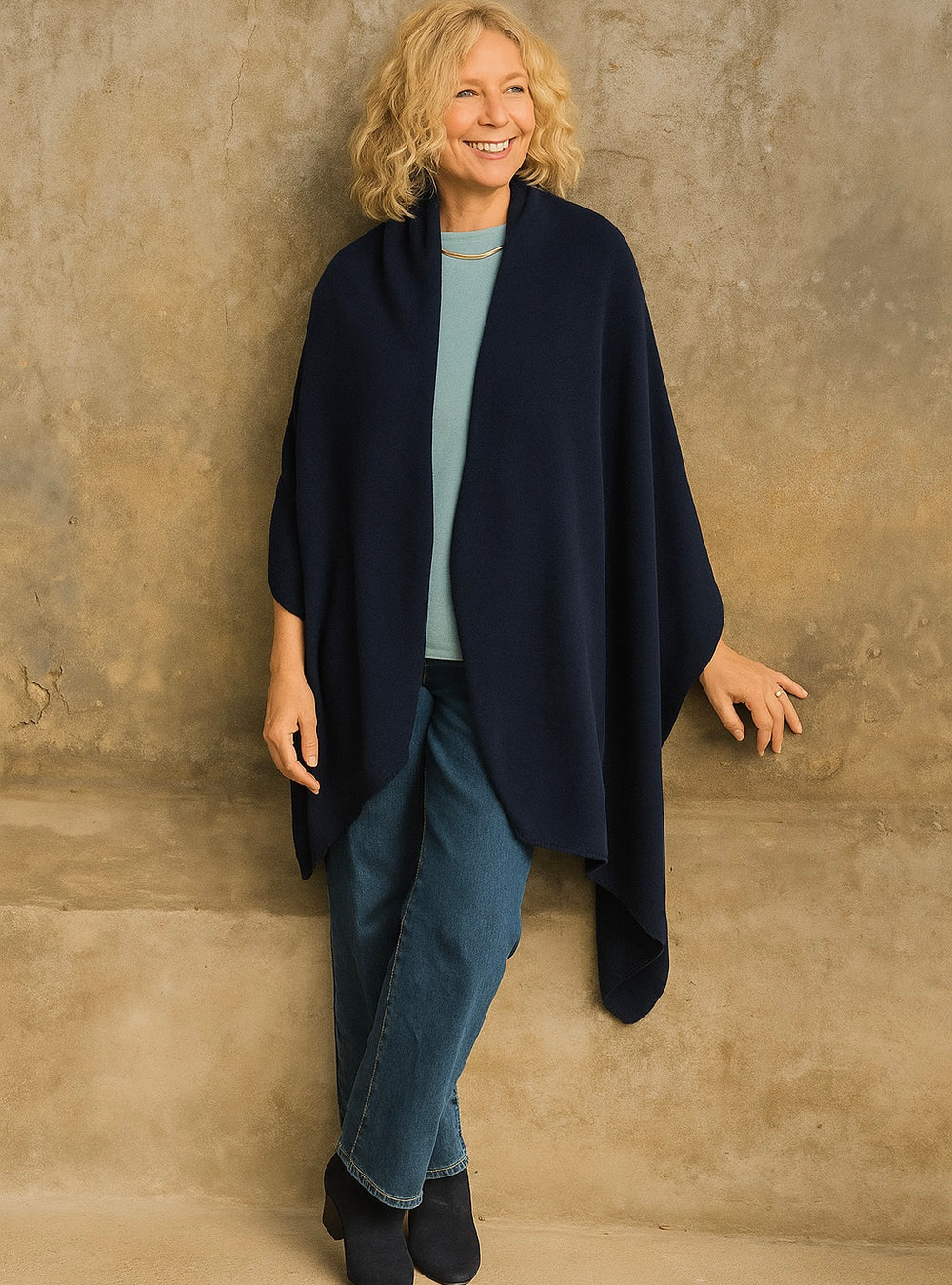 Deep Navy 100% Cashmere 2 ply Julian Wrap/ Scarf-Extra Large