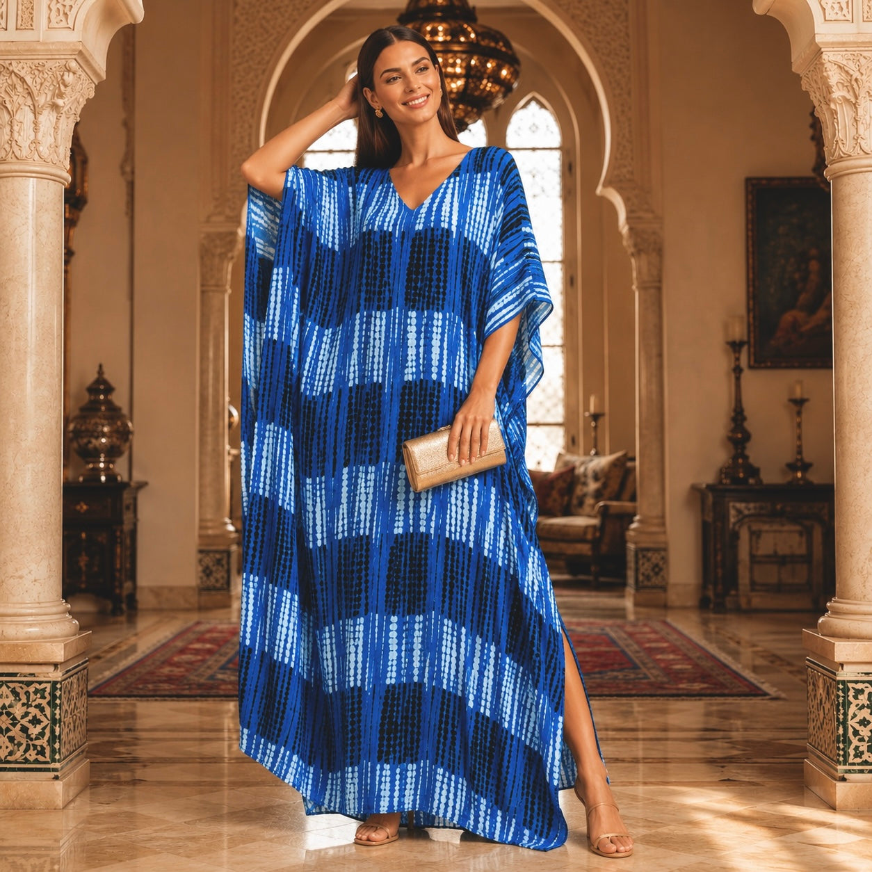 Maya Bliss Boho Tropical kaftan - Sizes Available AU 14-32-    Indigo Drift