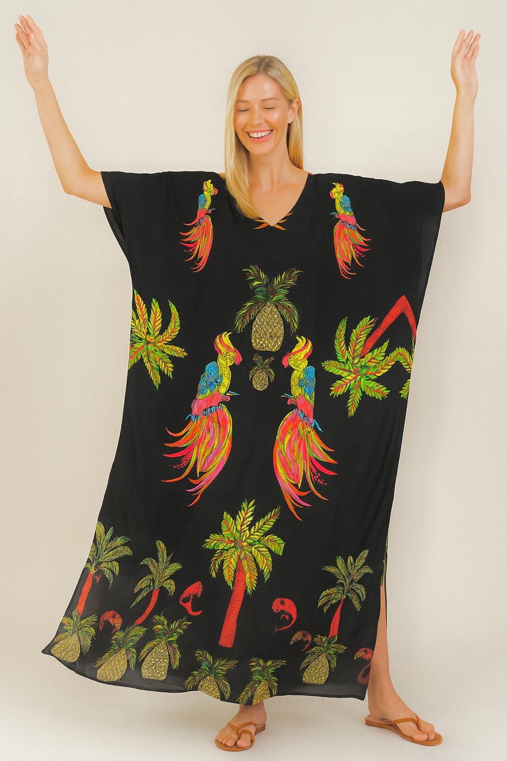 Black Micaso  Maya kaftan - Sizes Available AU 14-30