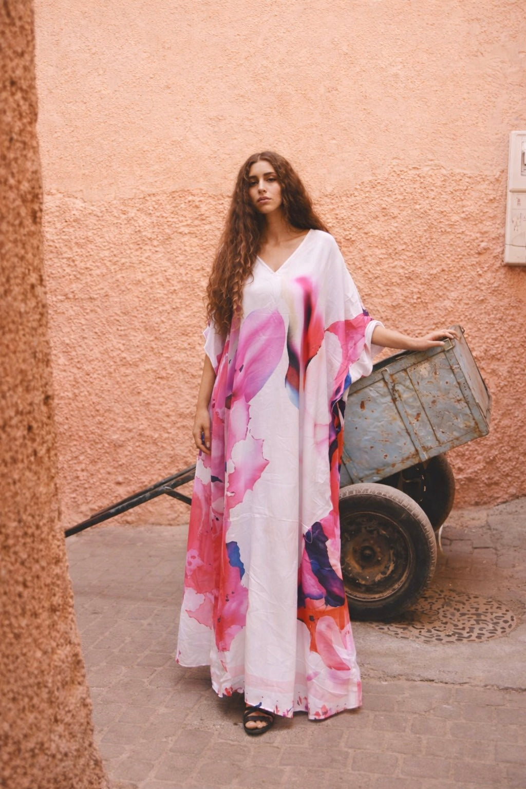 White Maya Bliss Flora Boho kaftan - Sizes Available AU 14-30