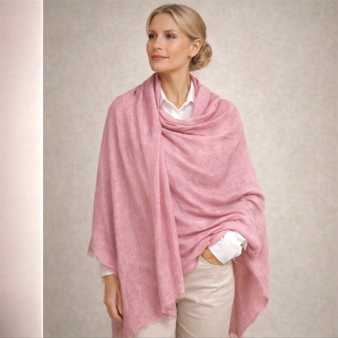 Pink Julian Oversized handwoven pure cashmere scarf