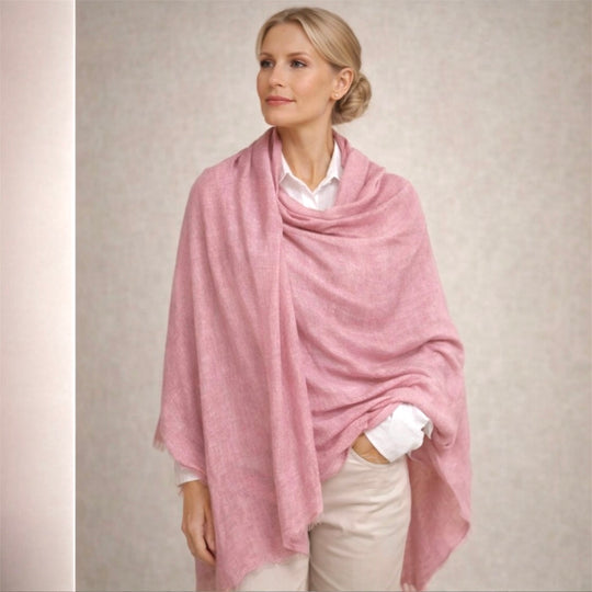 Pink Julian Oversized handwoven pure cashmere scarf