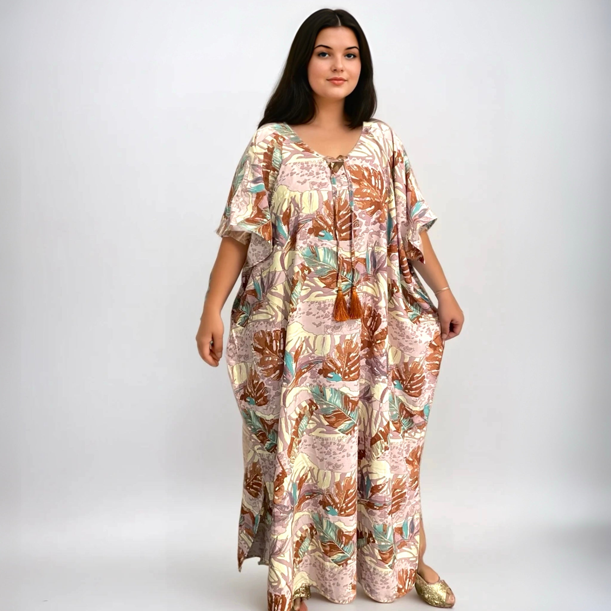 Maya Rust Tropical Kaftan Dress Sizes Available AU 10-30