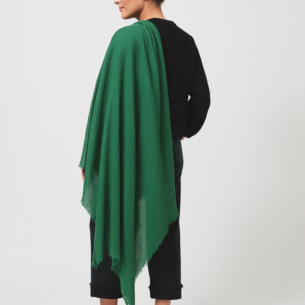 Green Julian Oversized handwoven pure cashmere scarf