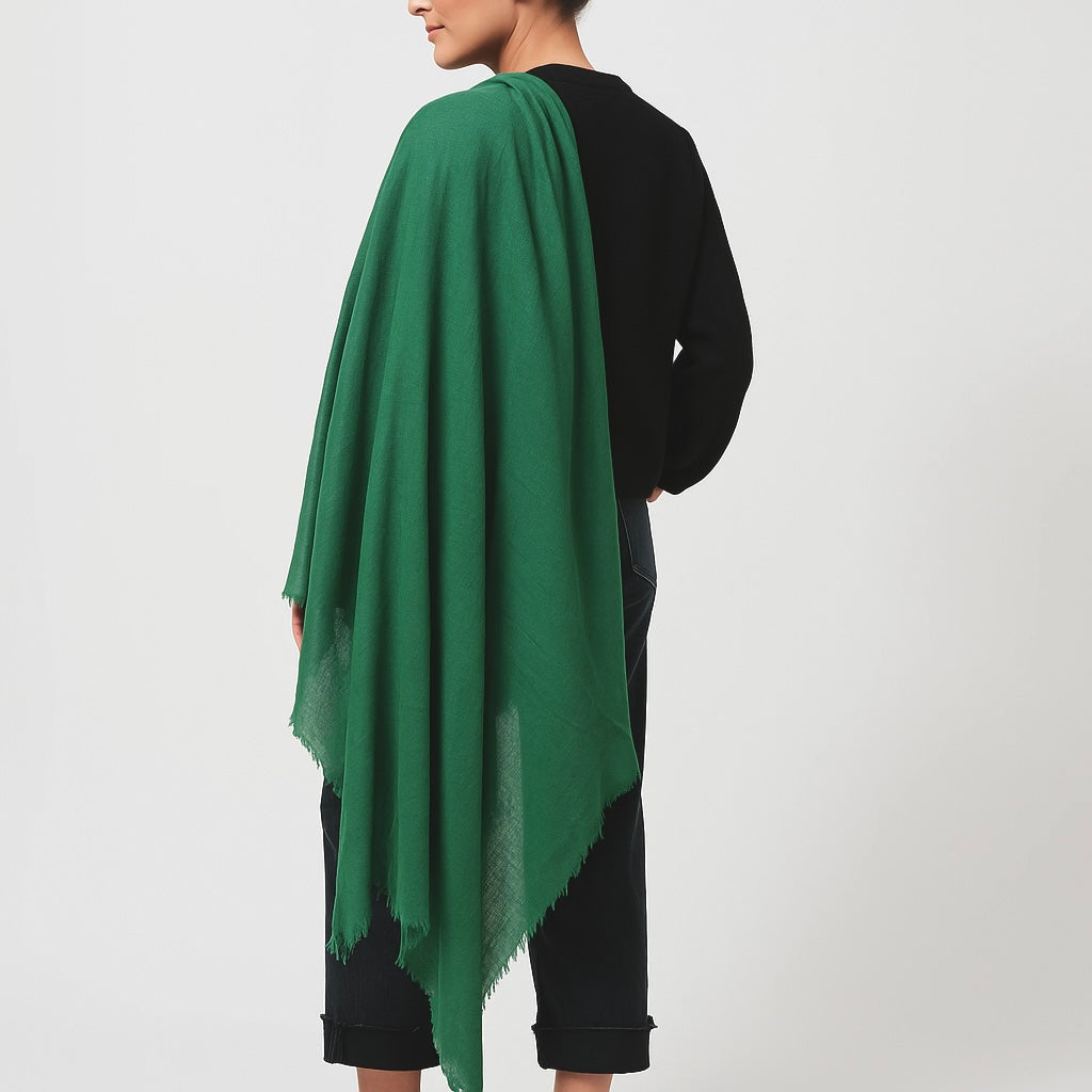 Green Julian Oversized handwoven pure cashmere scarf
