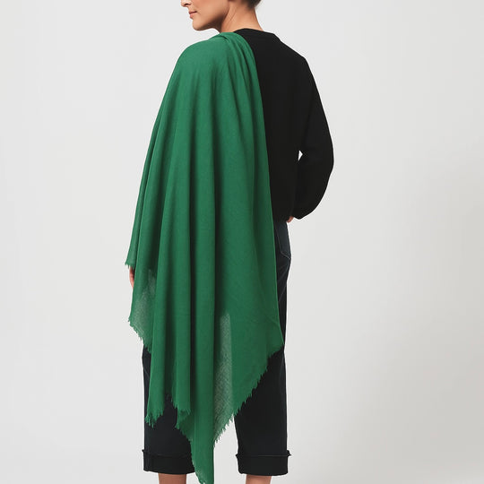 Green Julian Oversized handwoven pure cashmere scarf