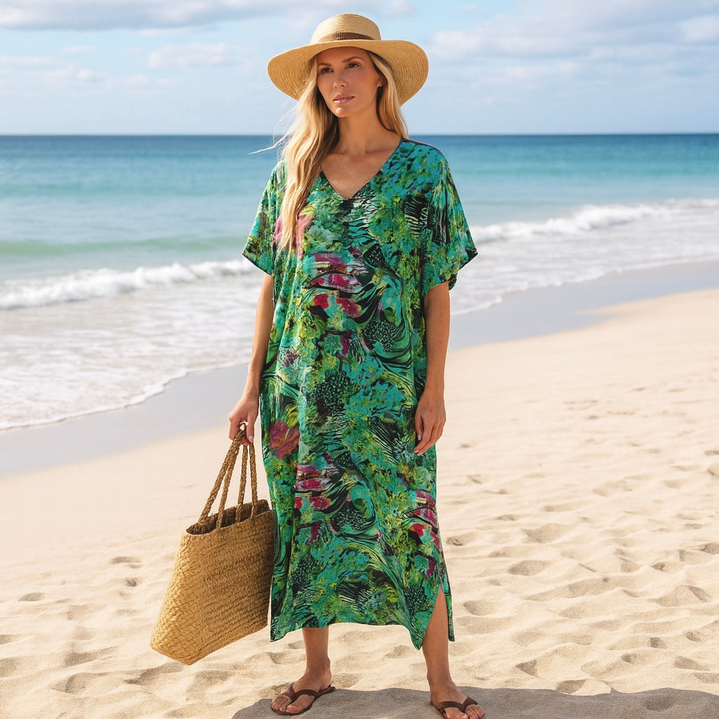 Maya Green Bohemian kaftan- Sizes Available AU 14-30