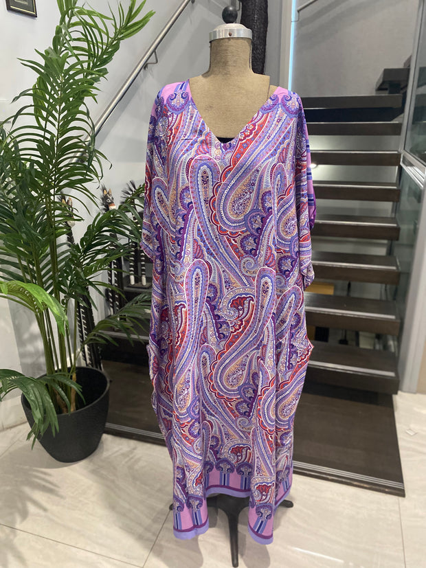 Tropical Resort Cotton Bamboo Kaftan Dress