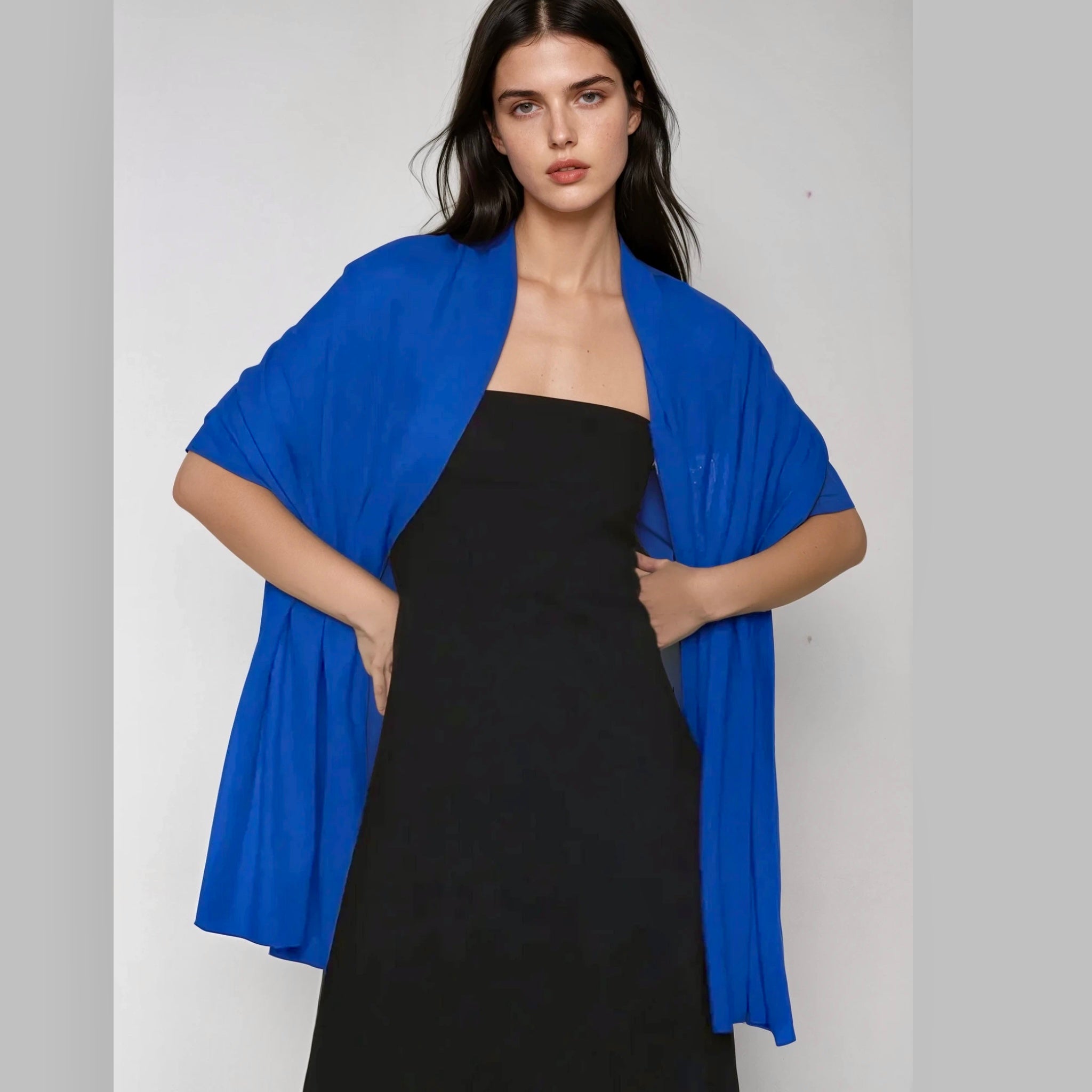 Julian 100% Cashmere Knitted Extra large Travel Wrap/Shawl-Royal Blue