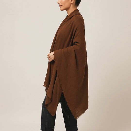 Cappuccino Julian handwoven pure cashmere oversized wrap