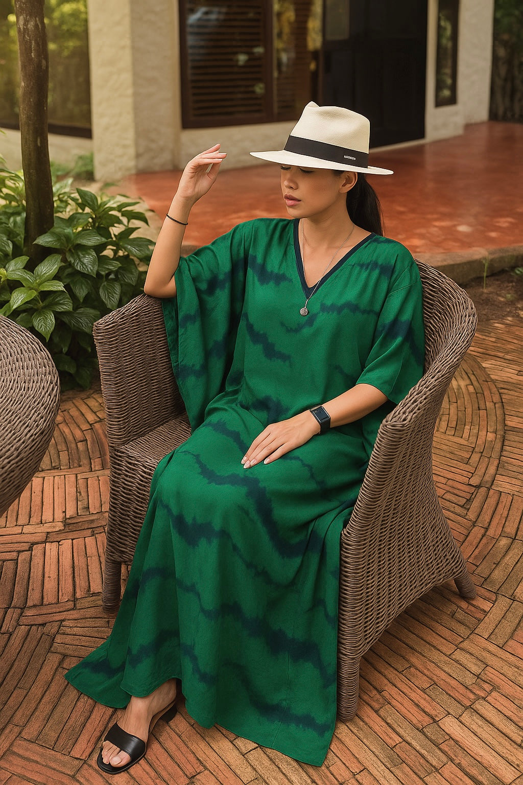 Maya Green Boho kaftan dress - Sizes Available AU 14-30