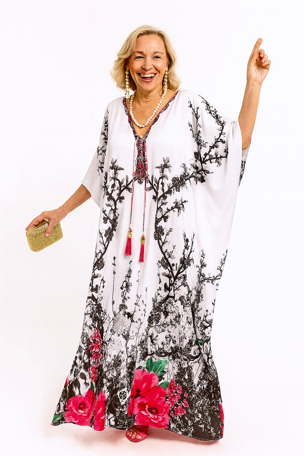 Coco Bella White Rosary kaftan 12-20