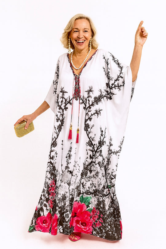 Coco Bella White Rosary kaftan 12-20