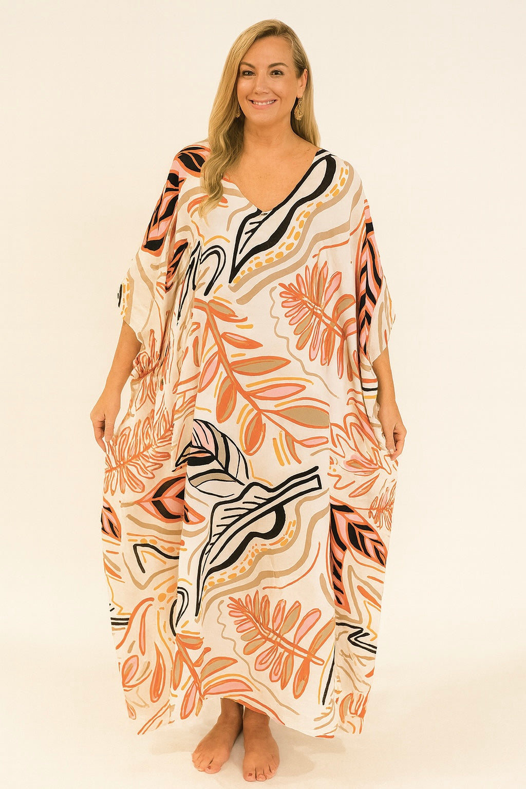 Maya Tropical Resort Rayon  Kaftan Dress O/S AU 14-22