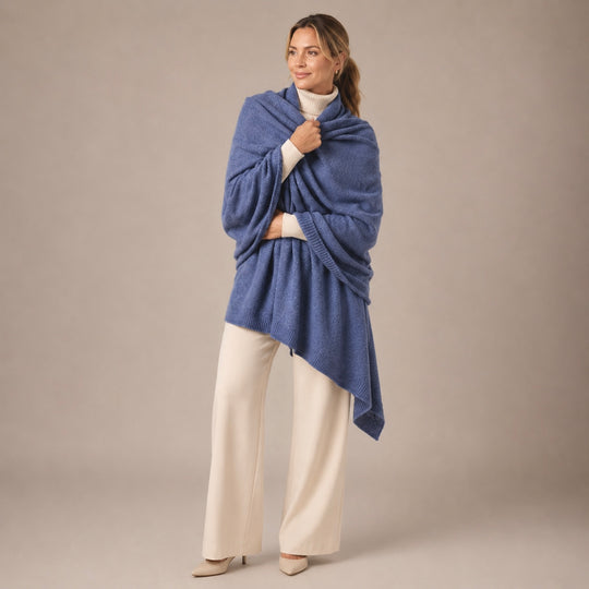 100% Cashmere 2 ply Knitted Julian Oversized Wrap -Unisex -30 Colours available