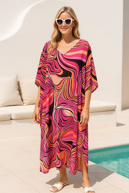 Maya Cool Breezy Rayon  Kaftan Dress O/S AU 12-22