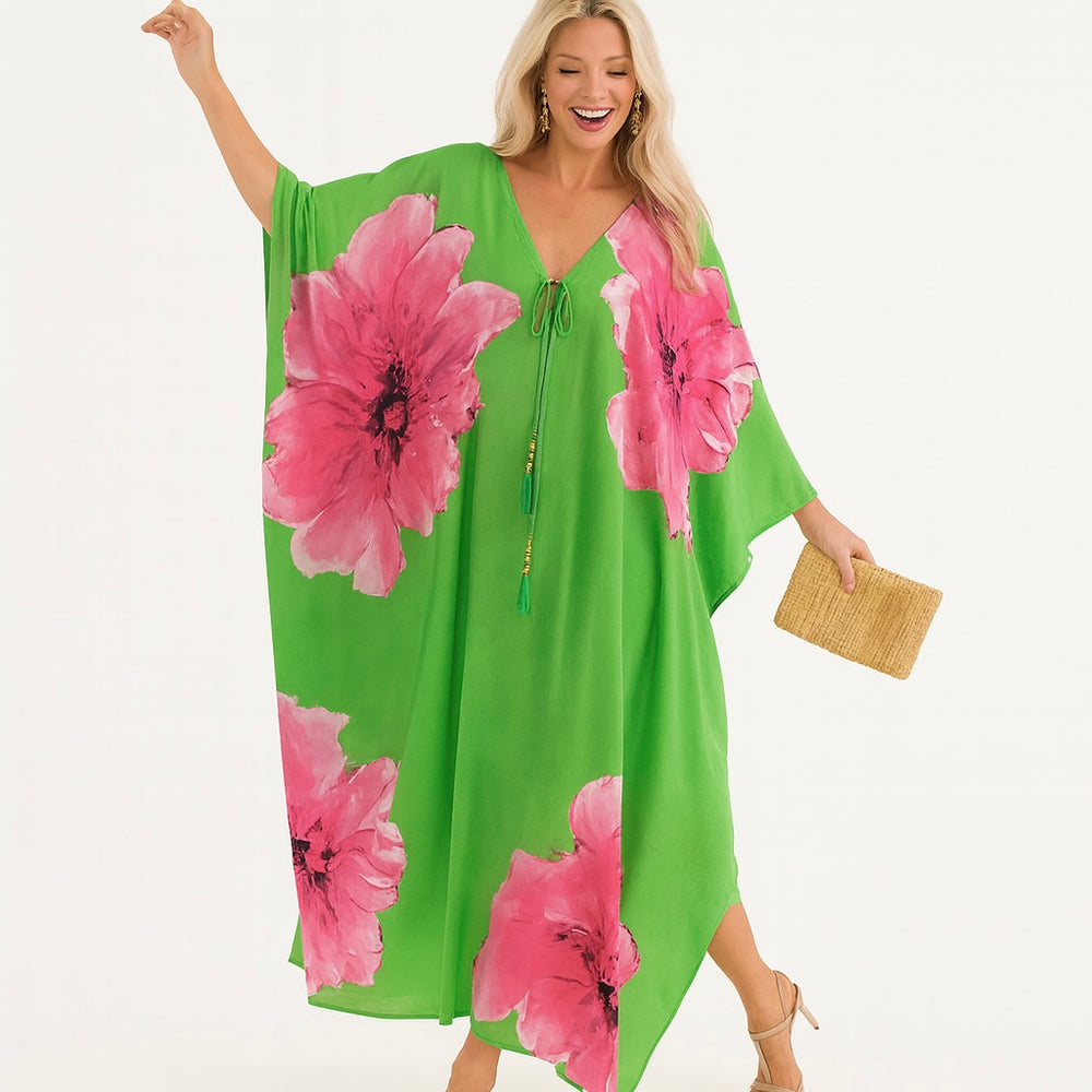 Coco Bella Pink Hibiscus kaftan 12-20