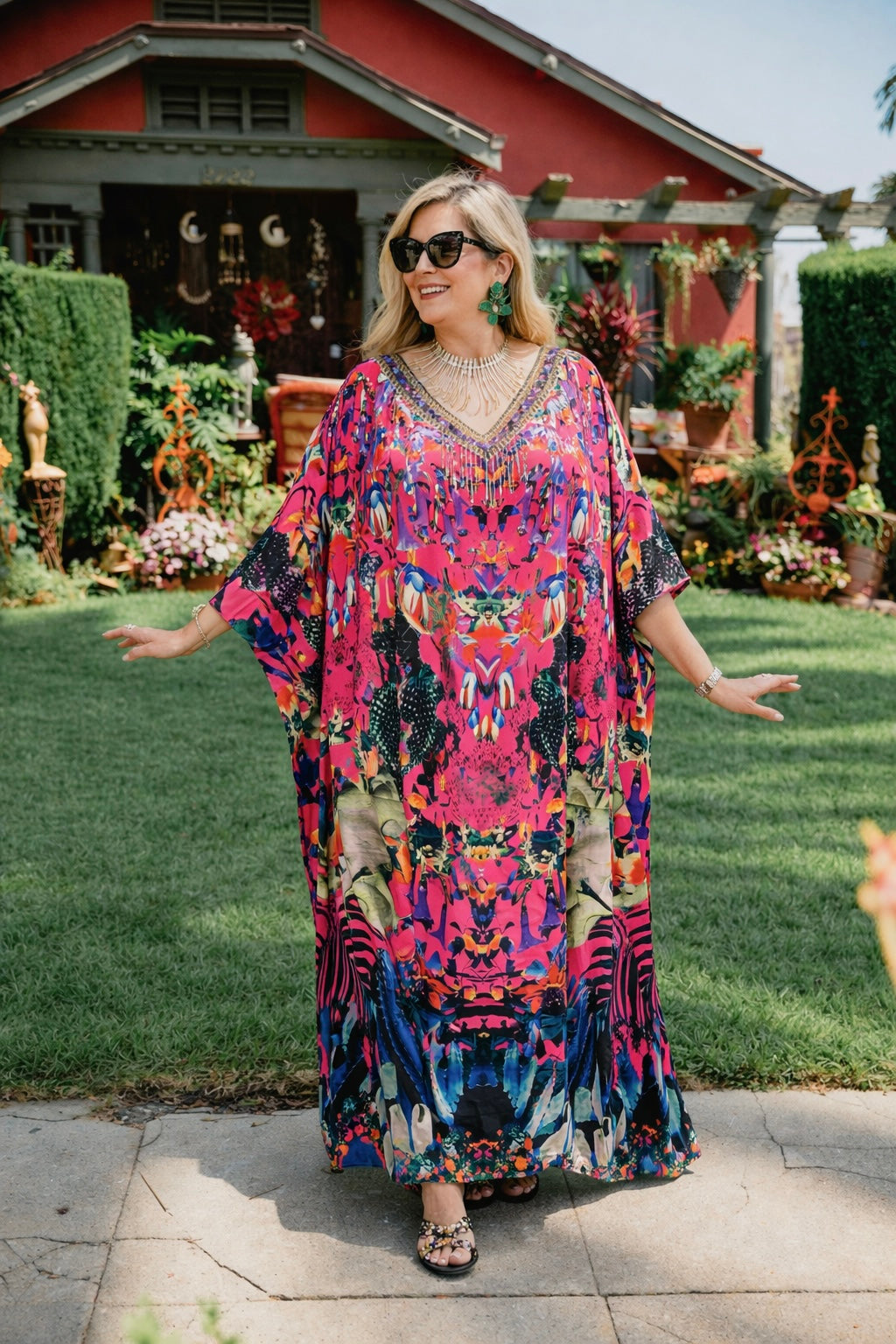 Royal Milaza Maya Silk Mix Bling Kaftan.         Sizes Available AU 12-32