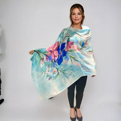 Floral Fantasy 100% Cashmere Julian Scarf /Wrap