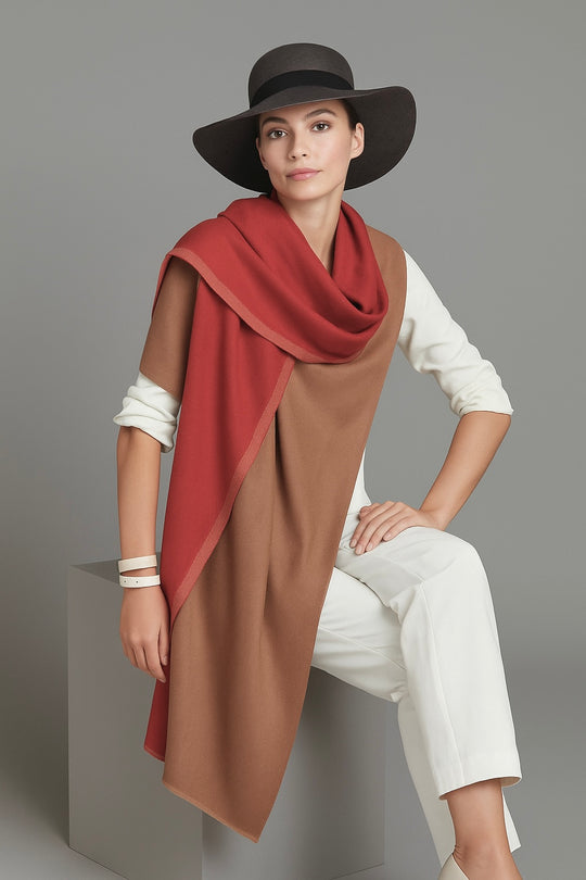 Reversible Oversized Pure Cashmere Pashmina Julian Wrap Shawl