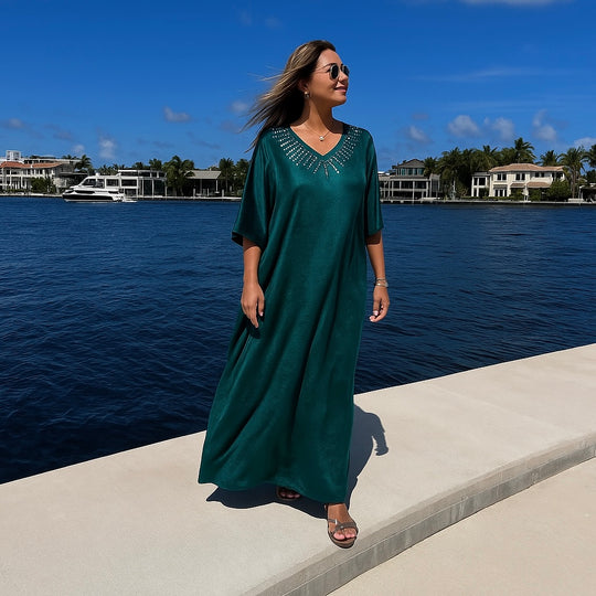 Maya Teal Velvet  kaftan Resort Wear AU 12-20