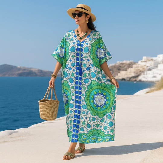 Maya Long Rayon Kaftan Dress-Sizes Available AU 10-30