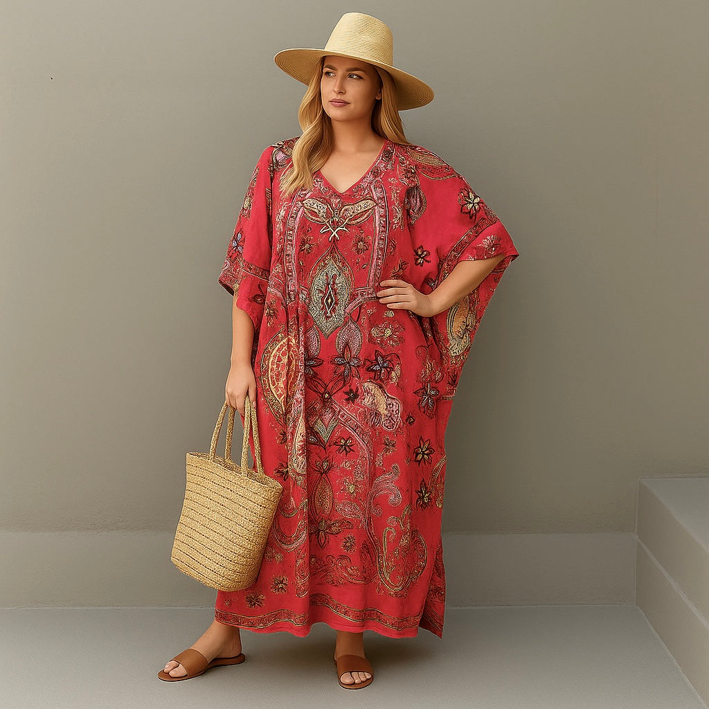 Maya Bohemian Kaftan Hues of Fuchsia - Sizes Available AU 14-30