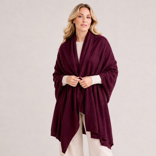 100% Cashmere 2 ply Knitted Julian Oversized Wrap -Unisex -30 Colours available