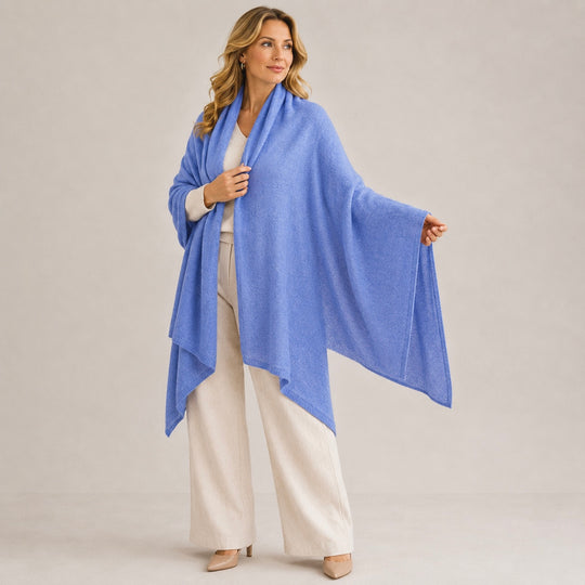 100% Cashmere 2 ply Knitted Julian Oversized Wrap -Unisex -30 Colours available