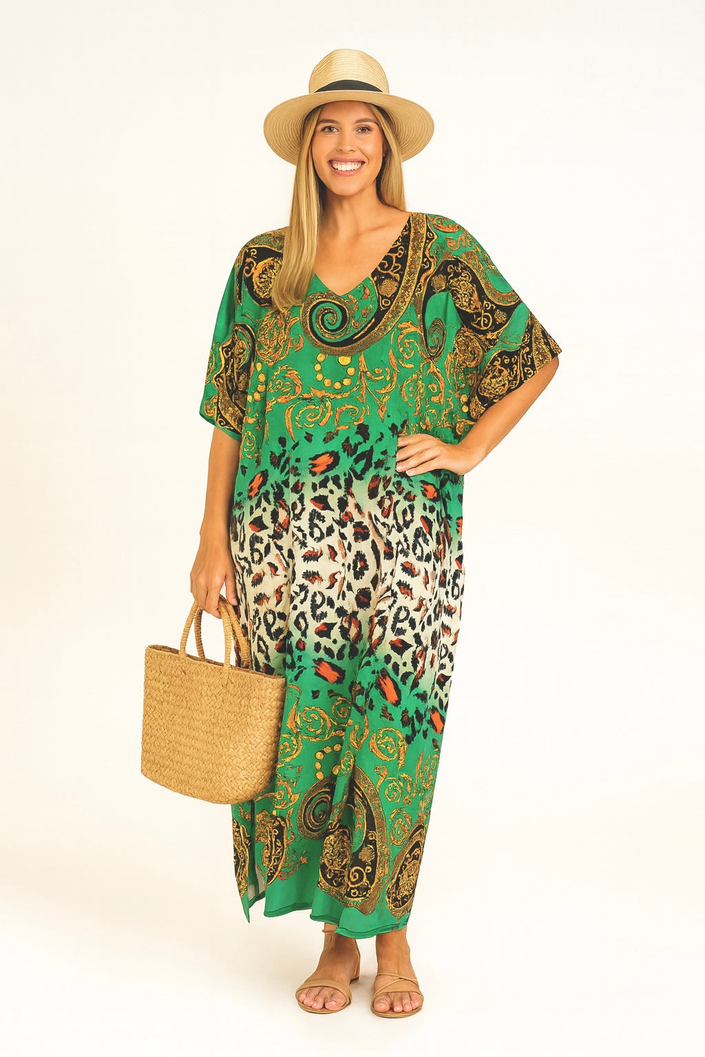Maya Green Tropical Boho kaftan - Sizes Available AU 14-30