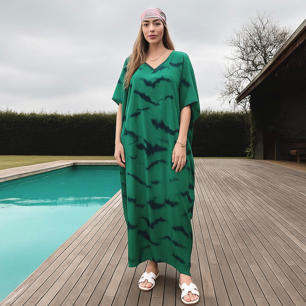 Maya Green Black Boho kaftan dress - Sizes Available AU 14-30