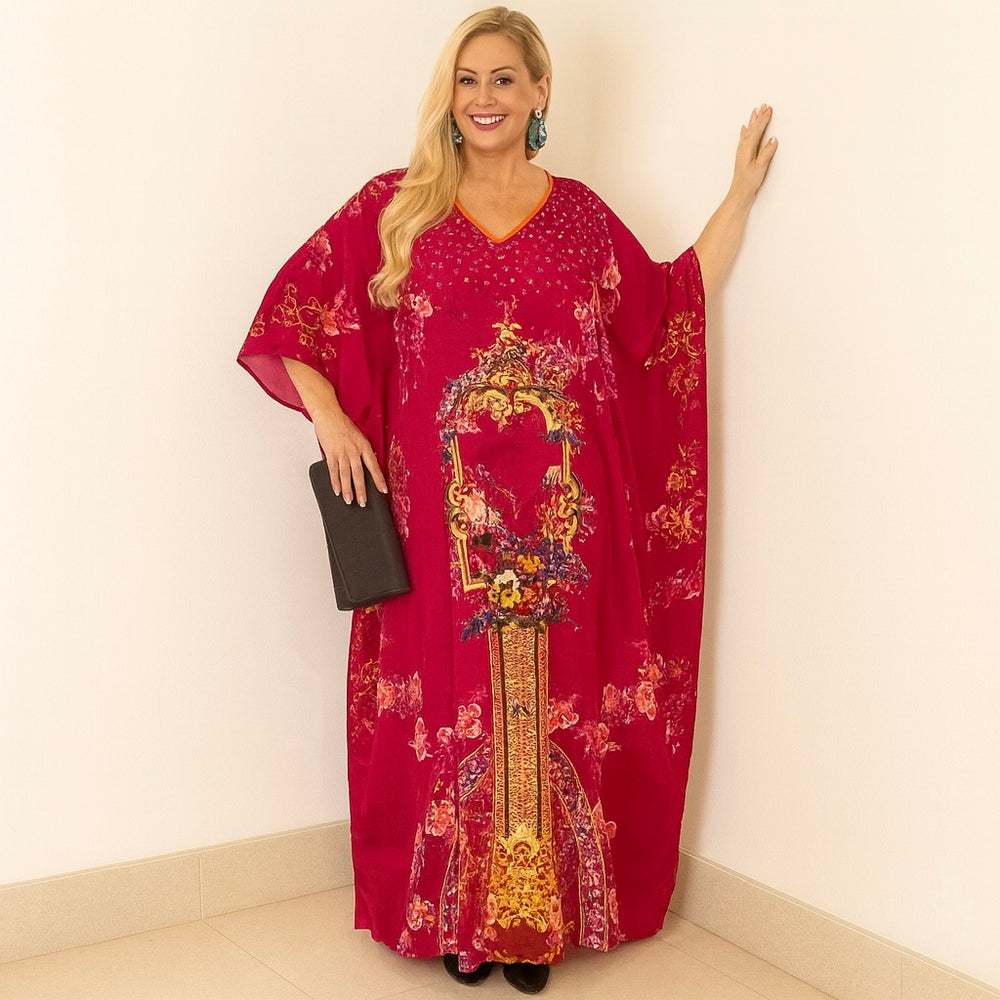 Maya Viscose Silk Embellished Kaftan. Sizes Available AU 12-32