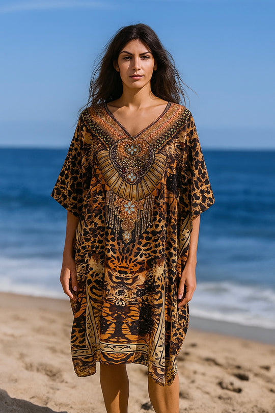 Maya Embellished Art Silk Short Kaftan / Tunic AU 12-26