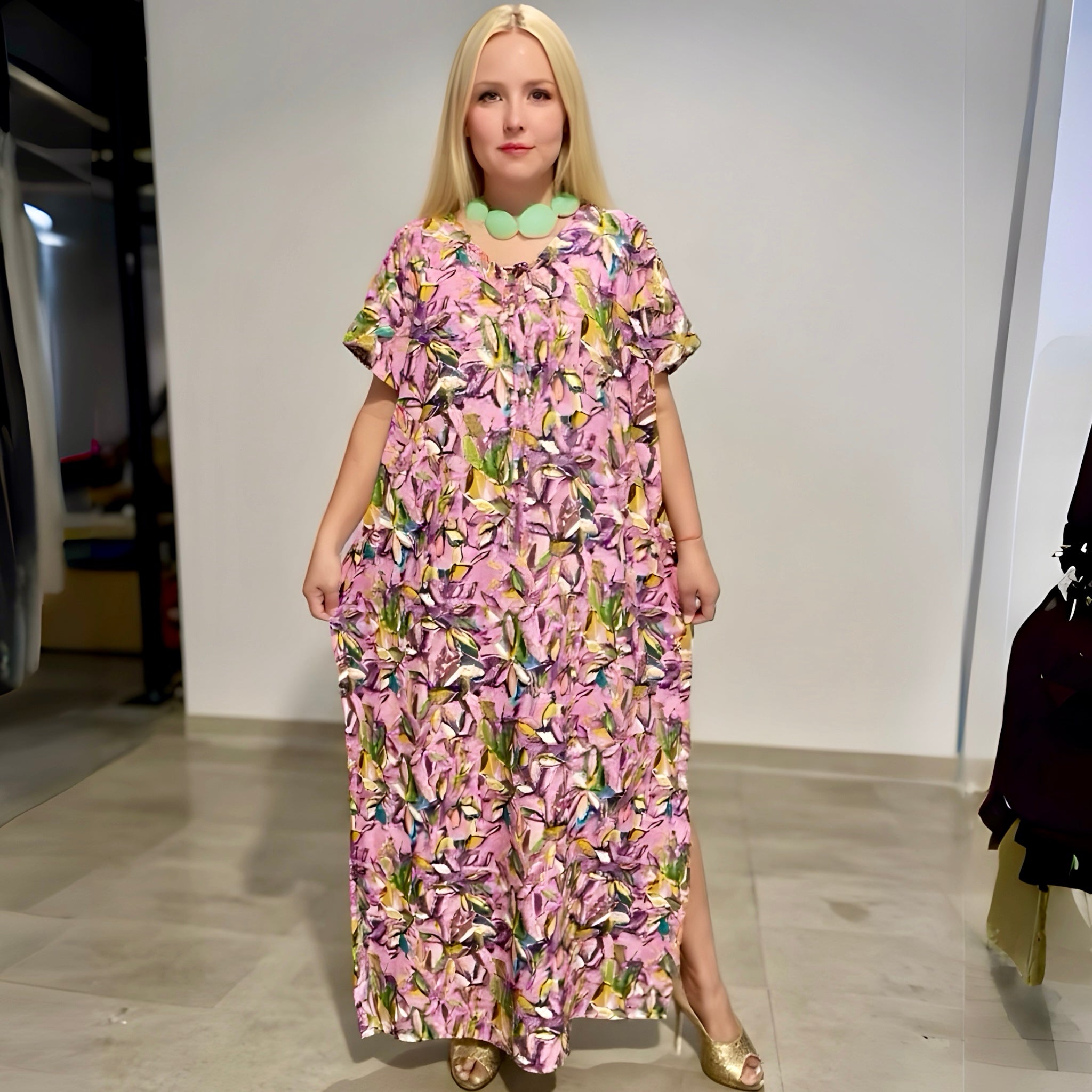 Pink Maya Cotton Rayon Kaftan
-Sizes Available AU 10-30