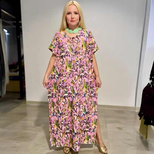 Pink Maya Cotton Rayon Kaftan
-Sizes Available AU 10-30