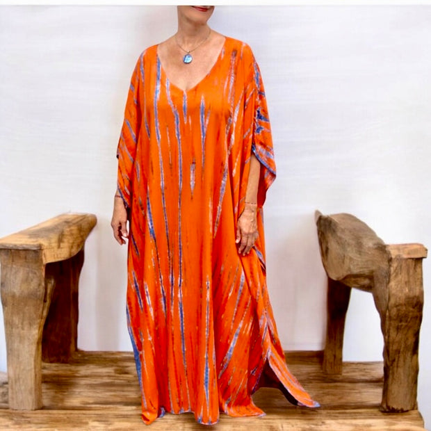 Maya Orange Cotton kaftan Free Size