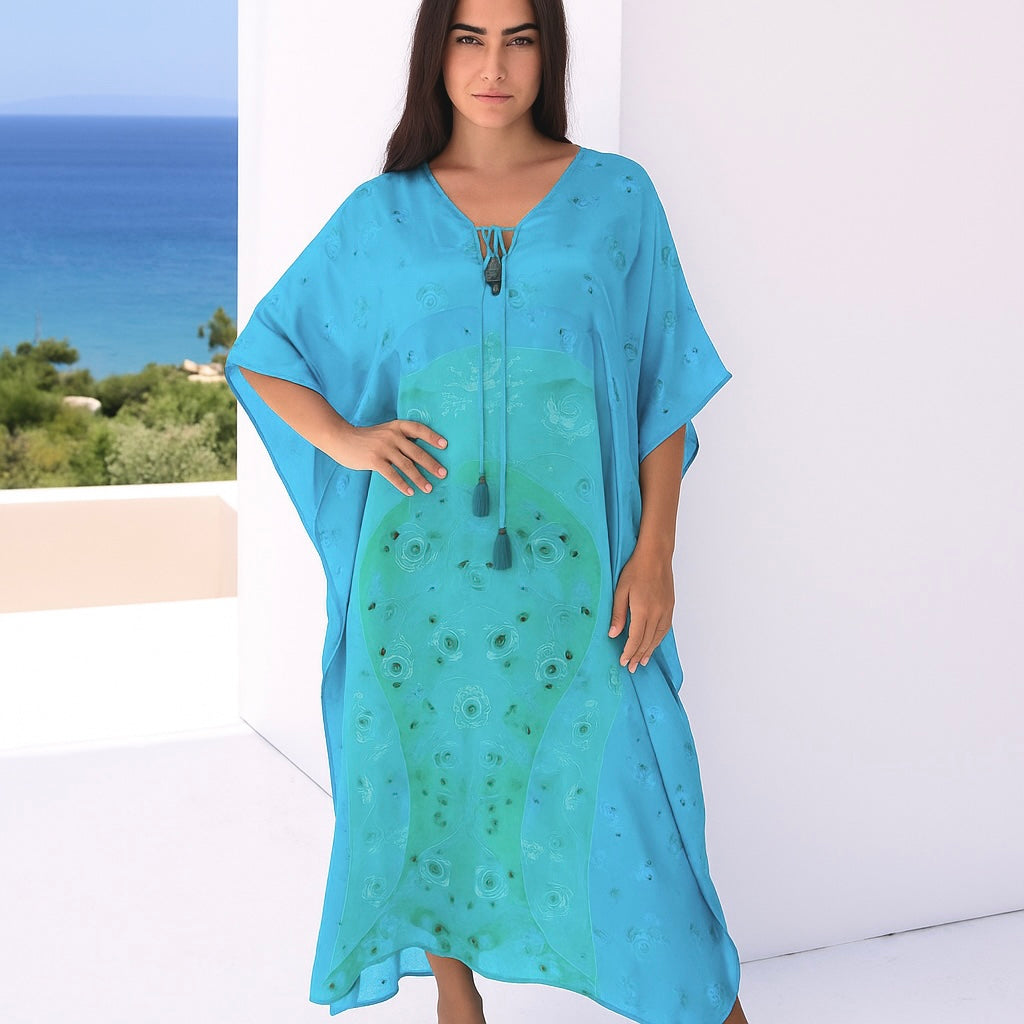 Coco Bella Spring Silk Aqua Green Milano kaftan-AU 12-20