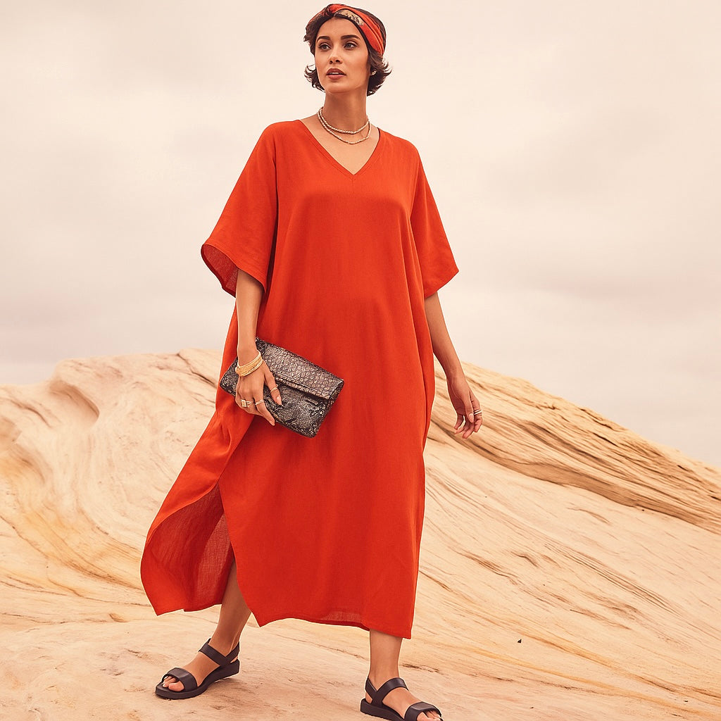 Orangey Rust MAYA Kaftan Dress Sizes Available AU 12-30